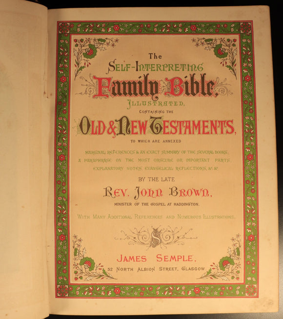 c1880 Self Interpreting Family Bible Rev John Brown Antiquarian Leather Bible
