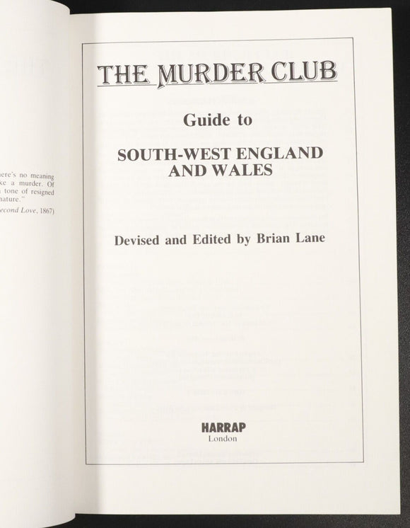 1989 The Murder Club S.W. England & Wales by B. Lane True Crime History Book