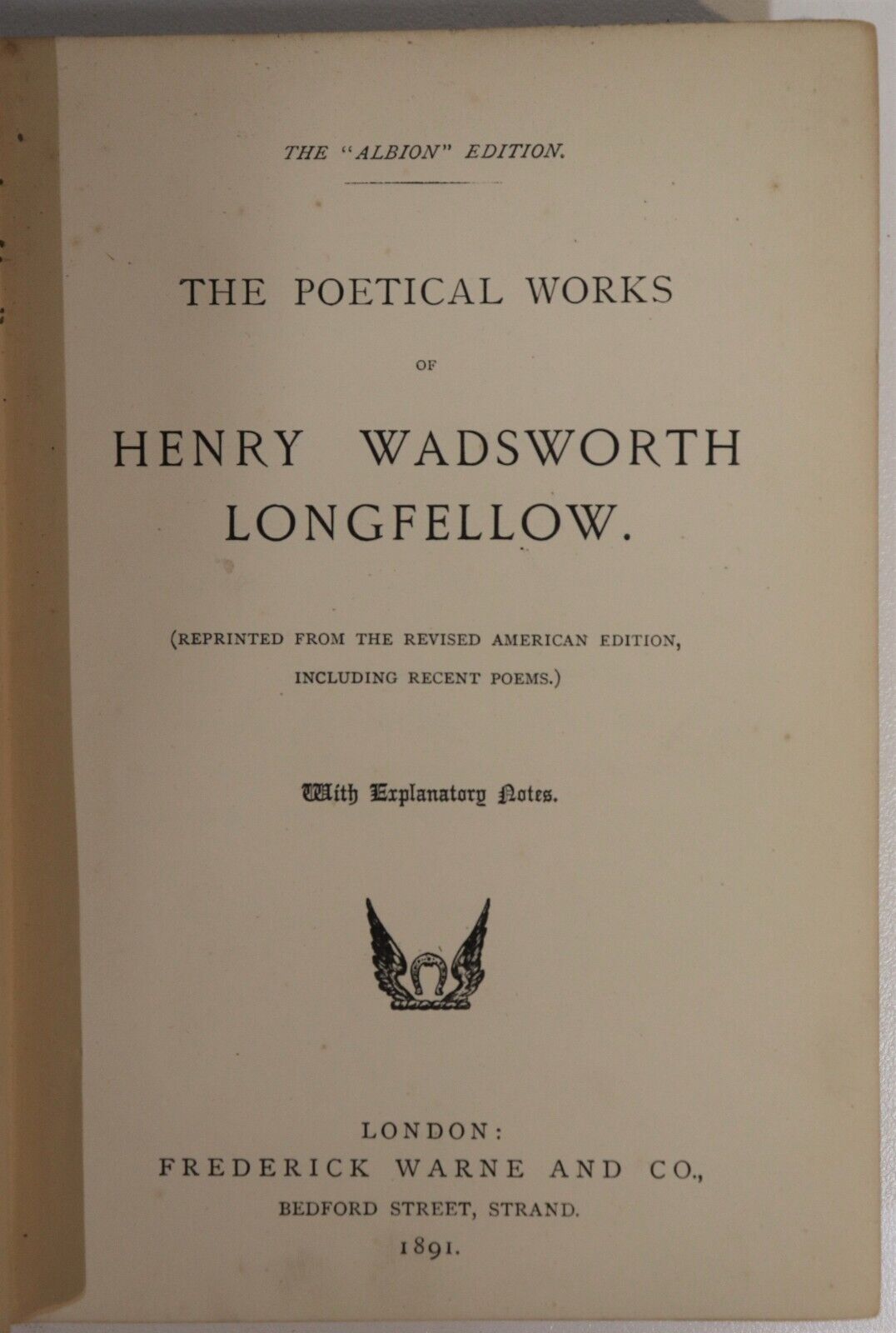 1891 The Poetical Works Of Henry Longfellow Antique American Poetry Book - 0