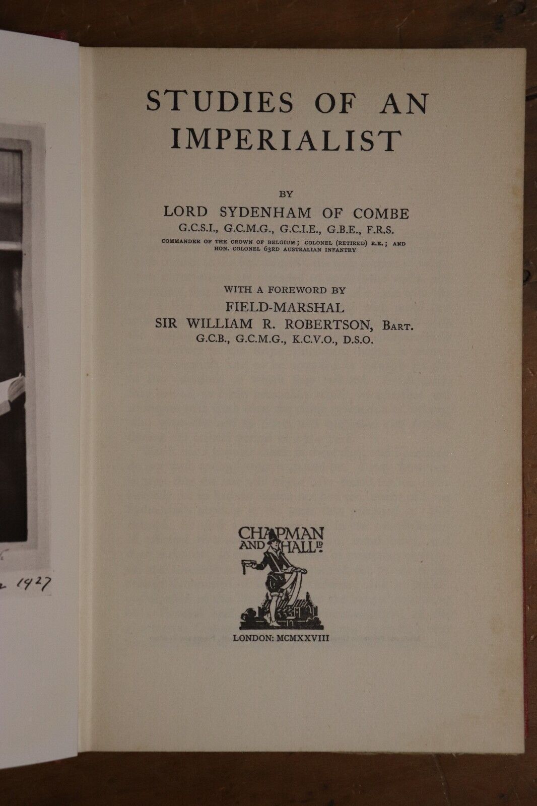 1928 Studies Of An Imperialist by Lord Sydenham Antique British History Book - 0