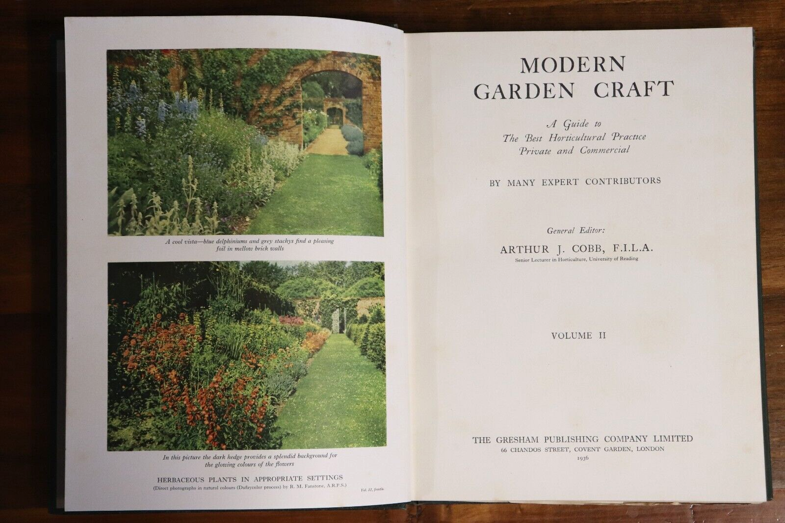 1936 3vol Modern Garden Craft by AJ Cobb Antique Gardening Reference Book Set