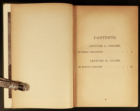 c1920 Sesame And Lillies Etc. by John Ruskin Antique British History Book