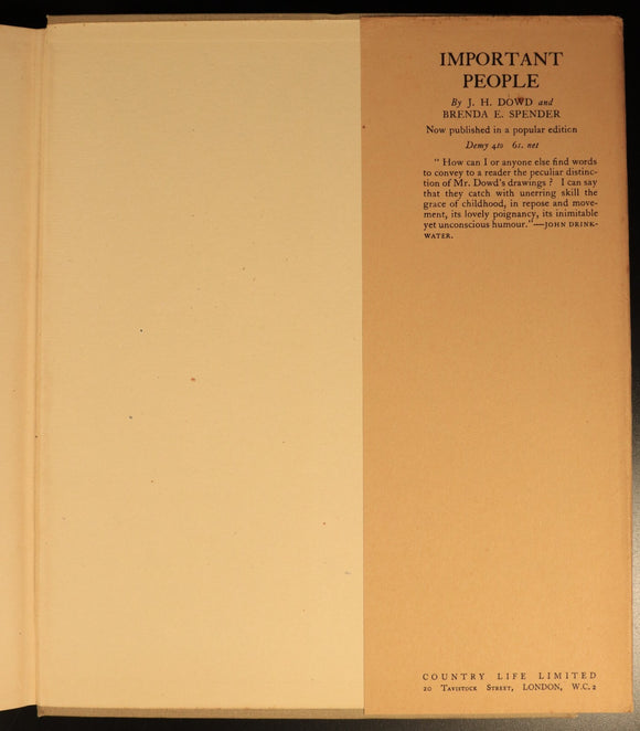 1938 People Of Importance by J.H. Dowd British Art Book Of Sketches B.E. Spender