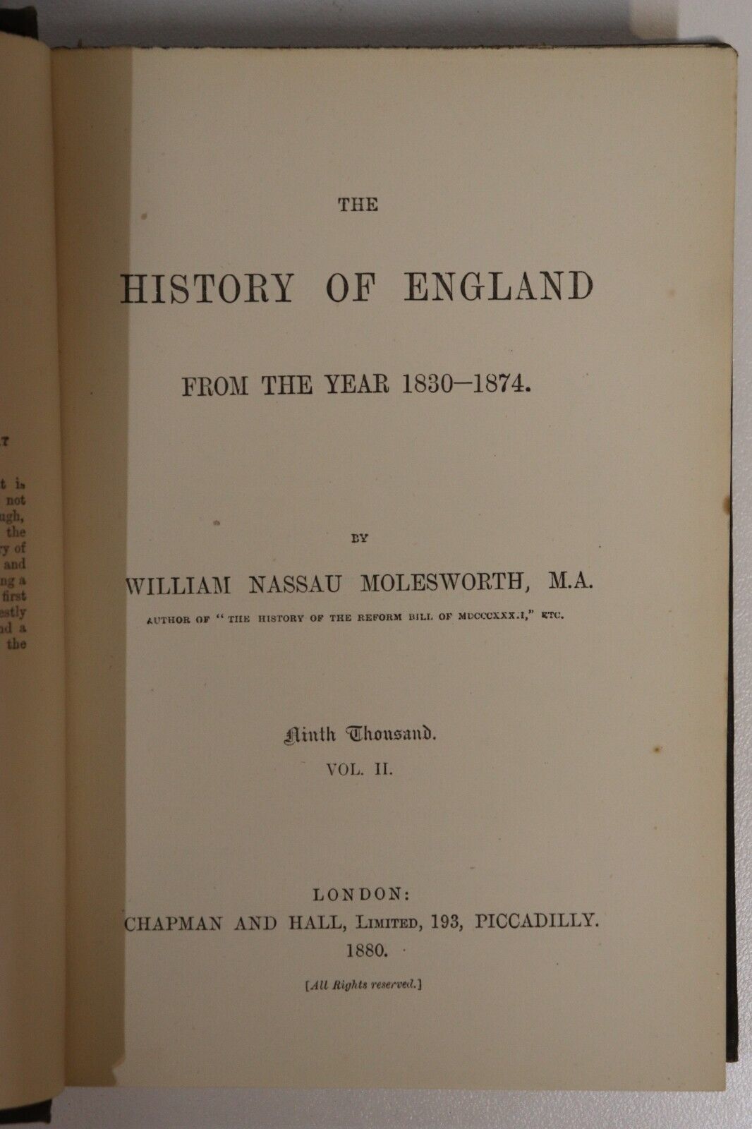 1880 3vol The History Of England by W. Molesworth Antique History Book Set