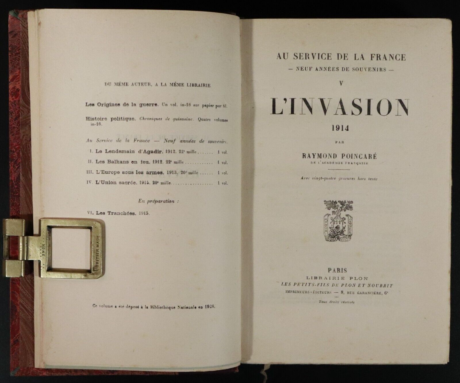 1928 4vol Au Service De La France by R Poincare French Military History Books