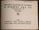 1928 Modern Masters Of Etching: H Rushbury Antique Art History Book-3