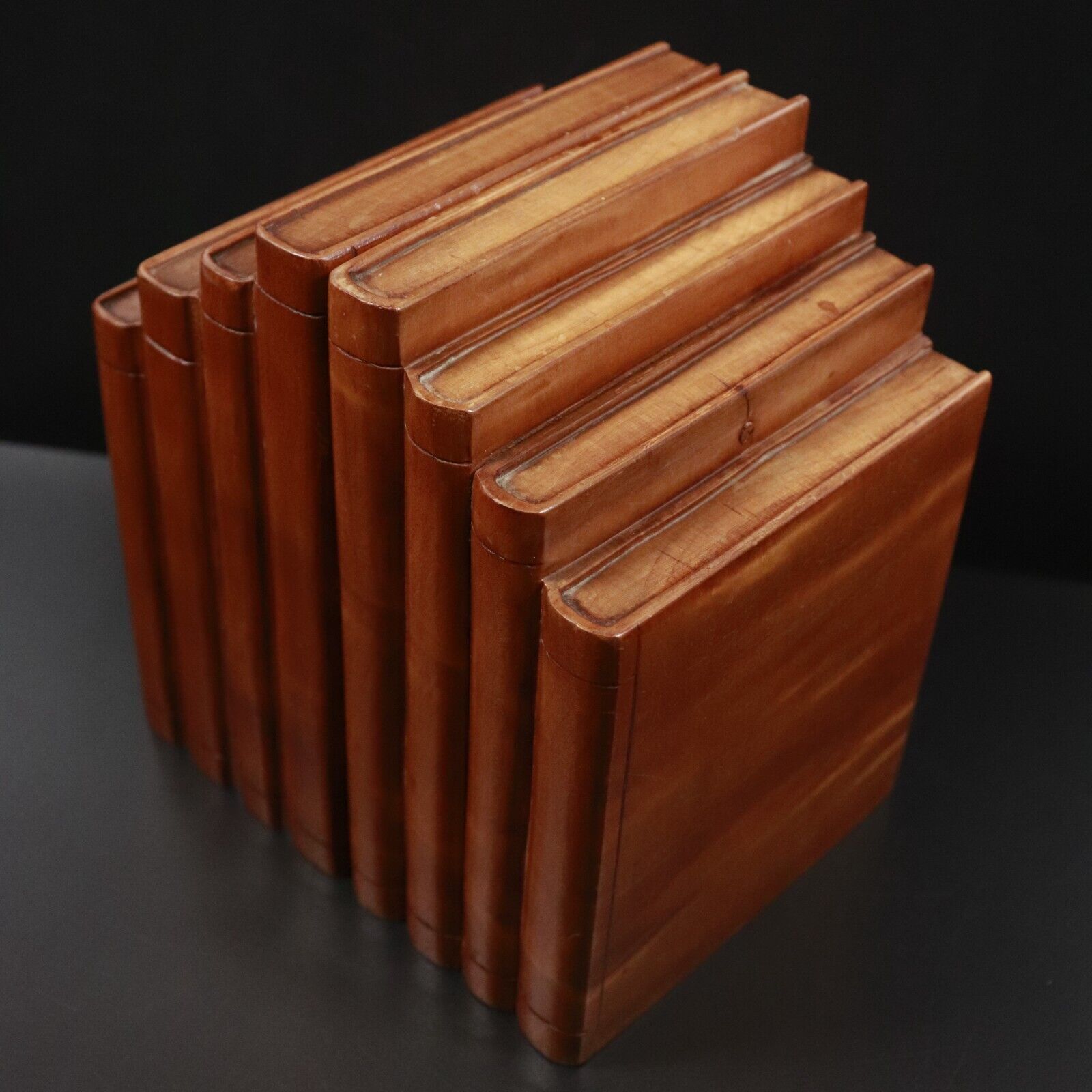 c1930's Art Deco Style Book Ends Antique Flamed Queensland Maple Bookends