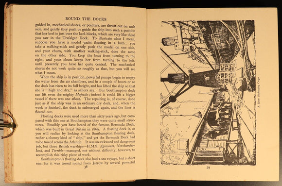 c1940 Round The Docks by GE Hopcroft Antique Maritime Theme Children's Book