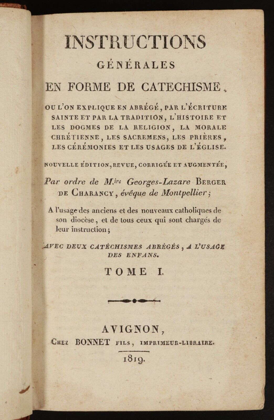 1819 Instructions Générales En Forme De Catéchisme Antiquarian Theology Book