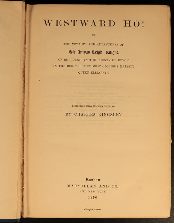 1890 Charles Kingsley Westward Ho! Hypatia Yeast etc Antique Fiction Books