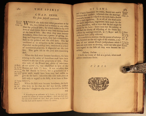 1750 The Spirit Of The Laws by M. De Secondat Antiquarian Legal History Book V2