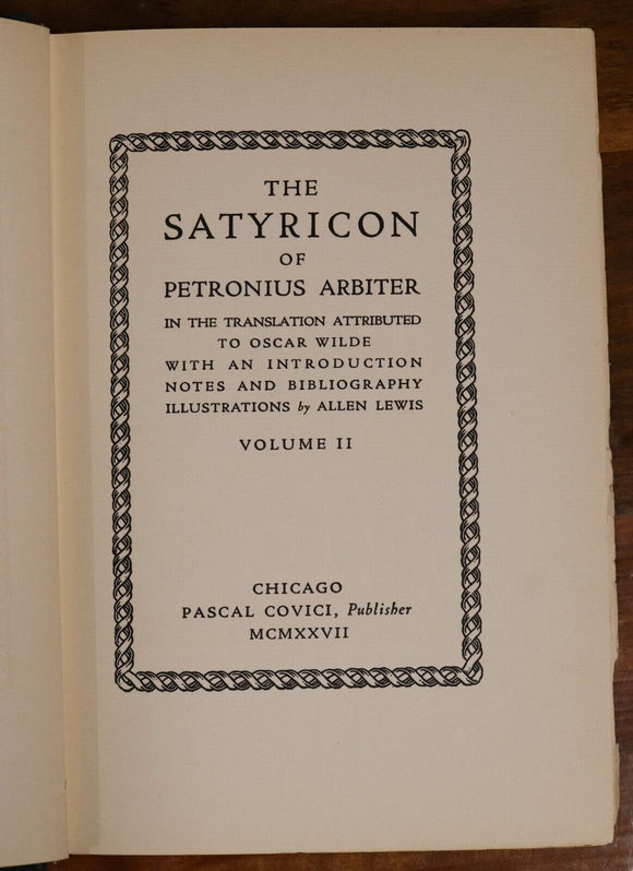 1927 2vol The Satyricon Of Petronius Arbiter Antique Greek Latin Book Set