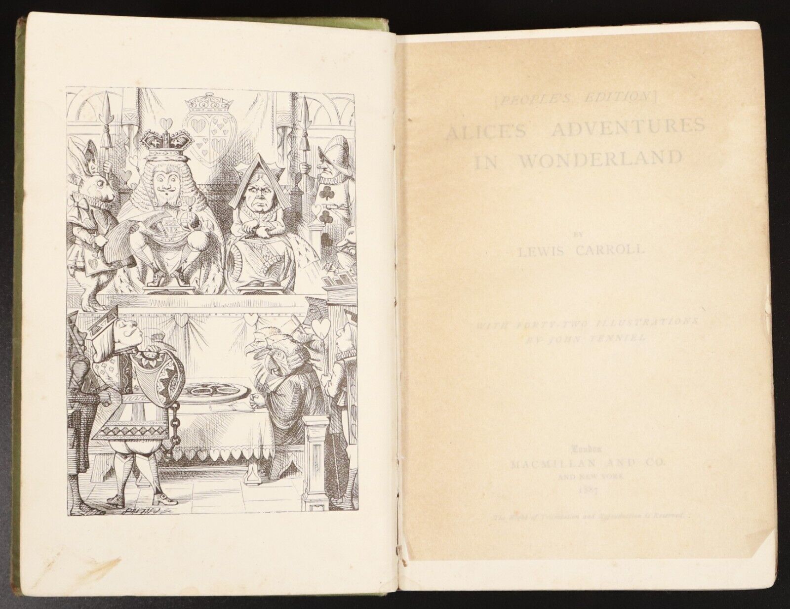 1887 Alice's Adventures In Wonderland L. Carroll Antique Fiction Book J. Tenniel