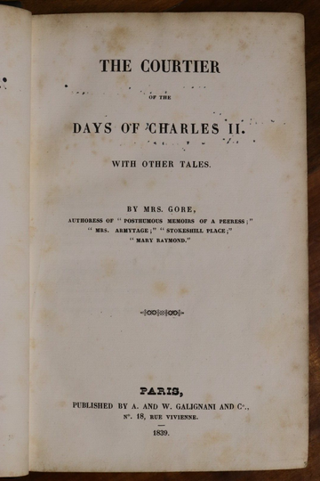 1839 The Courtier Of The Days Of Charles II Antiquarian British History Book - 0