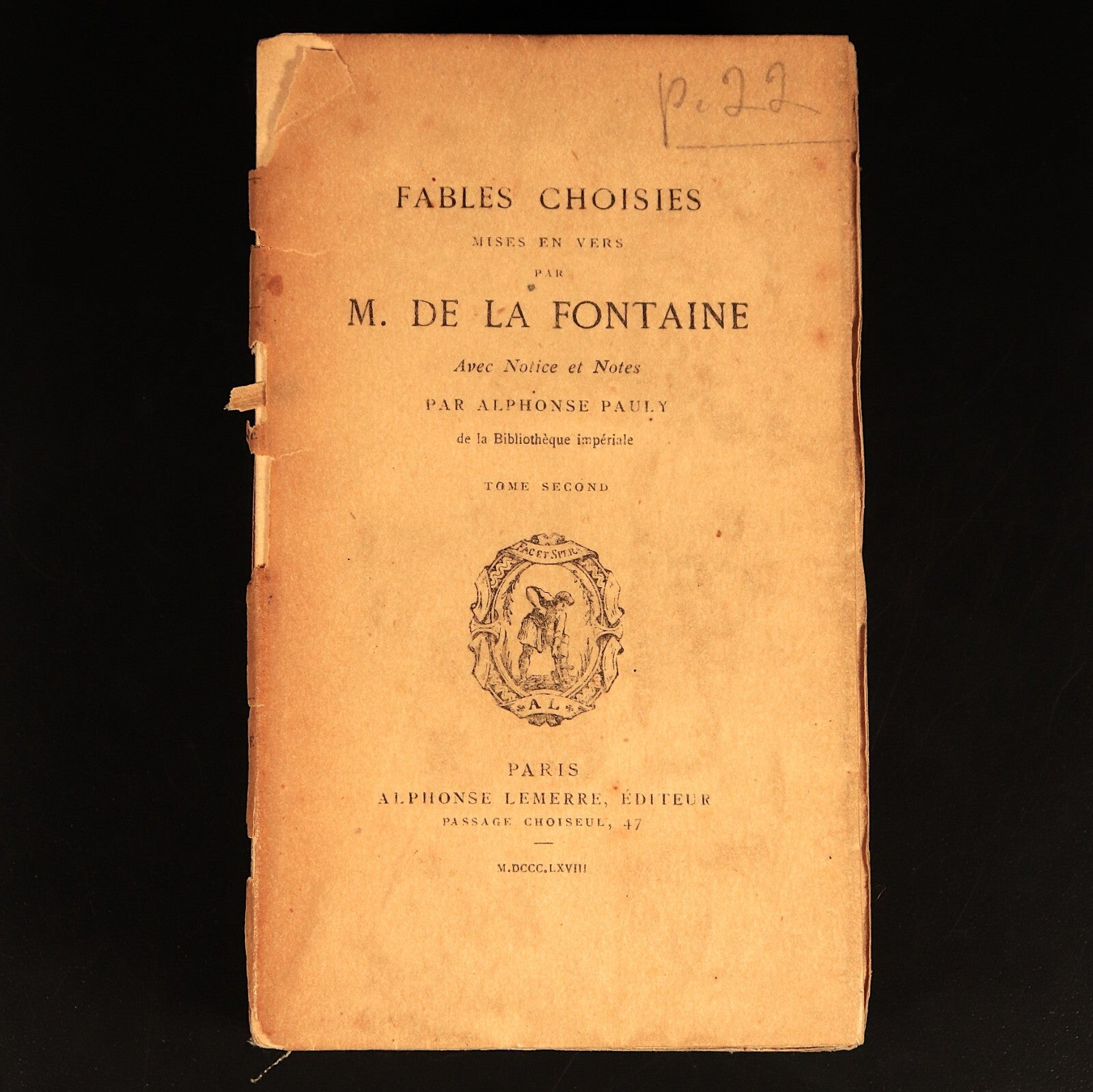 1868 Fables De La Fontaine Antiquarian French Literature Book 2vol Suit Rebind