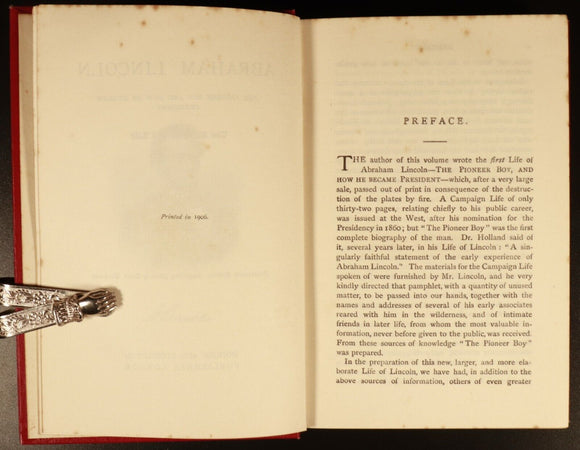 1906 Abraham Lincoln by WM Thayer Antique American Political History Book