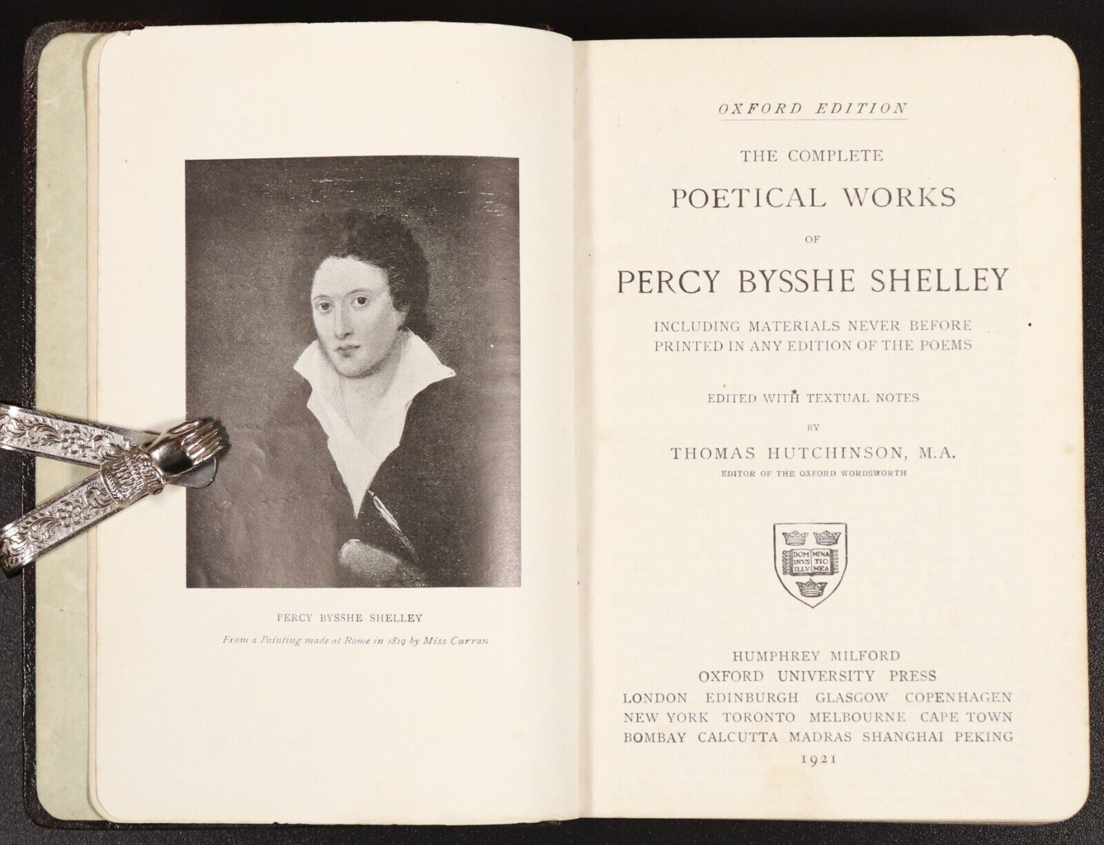 1921 The Poetical Works Of Percy Bysshe Shelley Antique Poetry Book Oxford Ed.