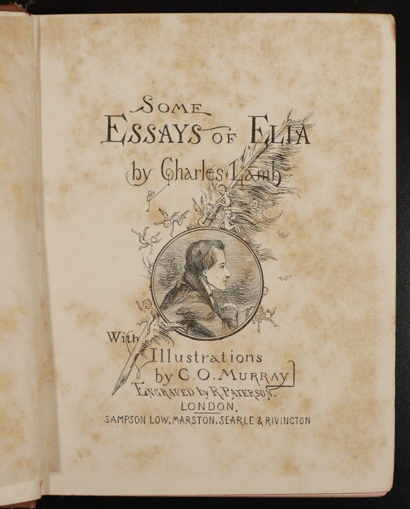 c1895 Some Essays Of Elia by Charles Lamb Antique British Literature Book