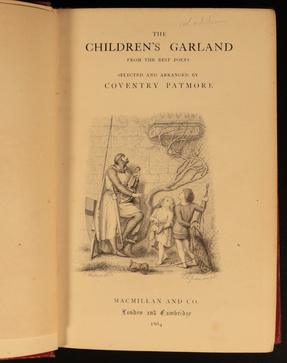 1864 The Childrens Garland Poetry Selected by C. Patmore Antique Childrens Book