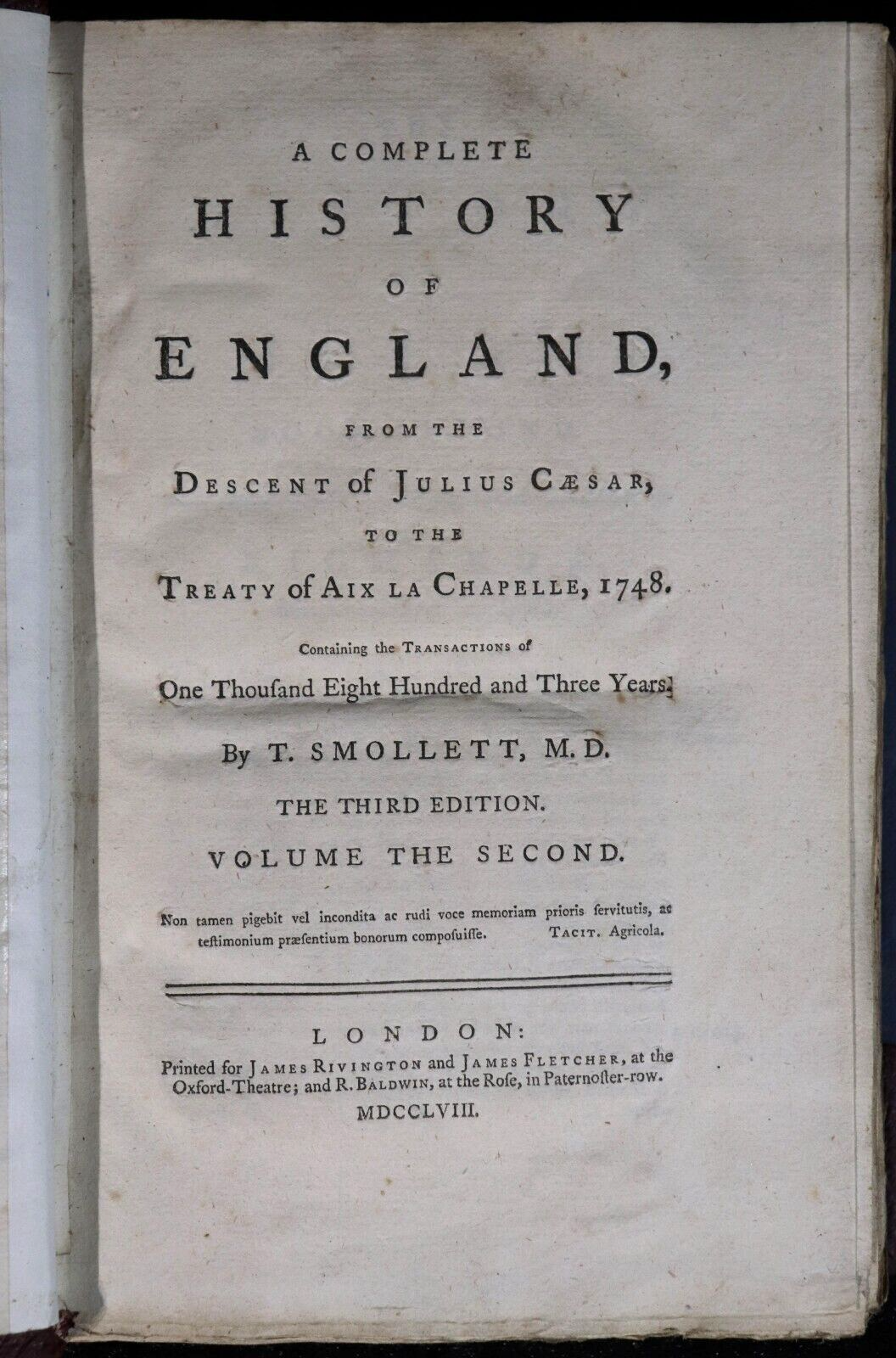 1758 7vol Complete History Of England by T. Smollett Antiquarian Book Set