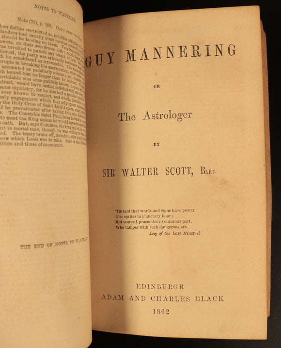 1862 Waverley or Sixty Years Since by Walter Scott Antique Fiction Book