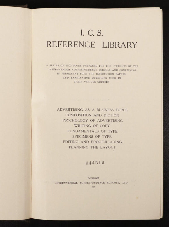 c1930 3vol I.C.S. Reference Library: Advertising - Antique Marketing Book Set