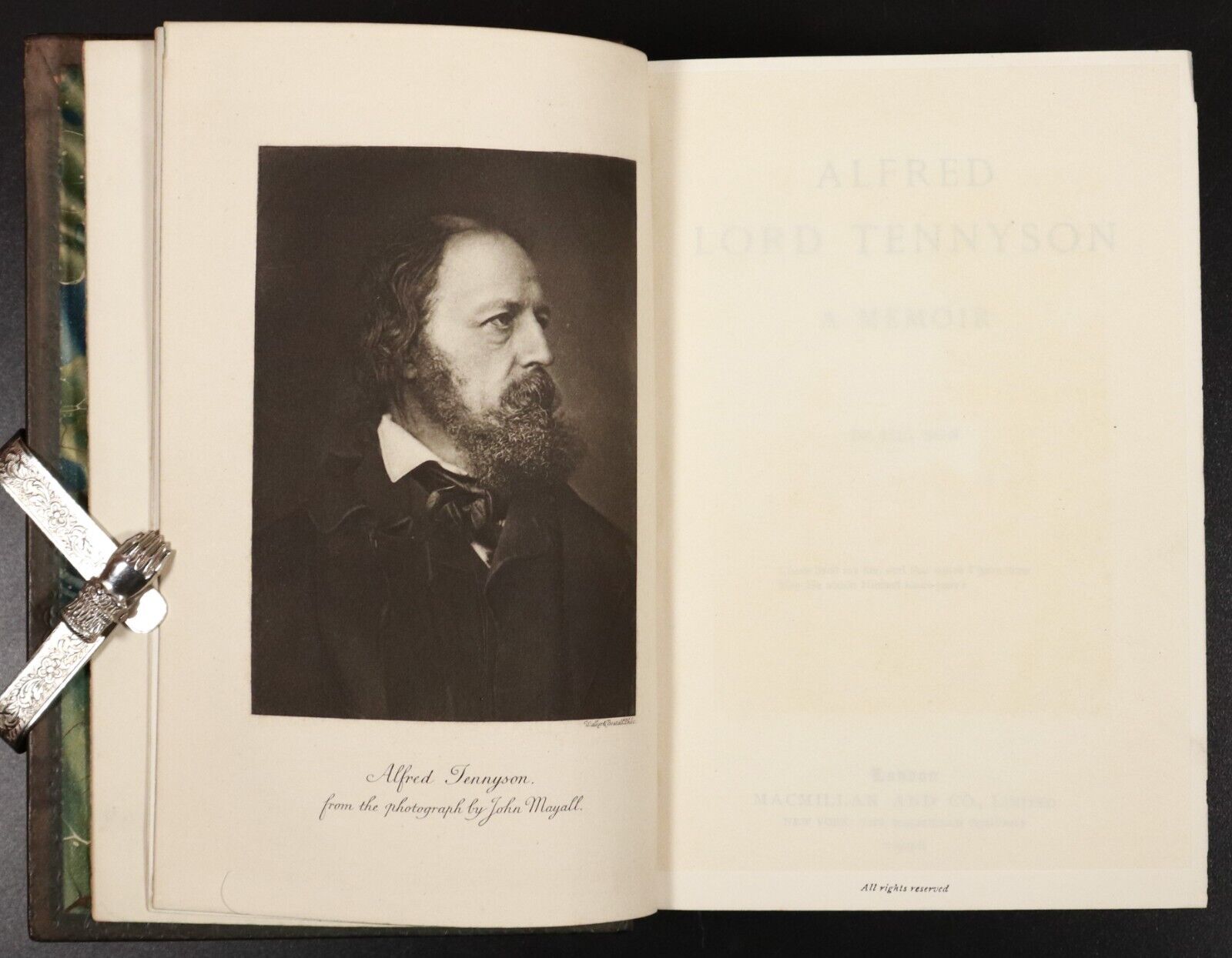 1906 Alfred Lord Tennyson A Memoir By His Son Antique Book Prize Binding Marbled