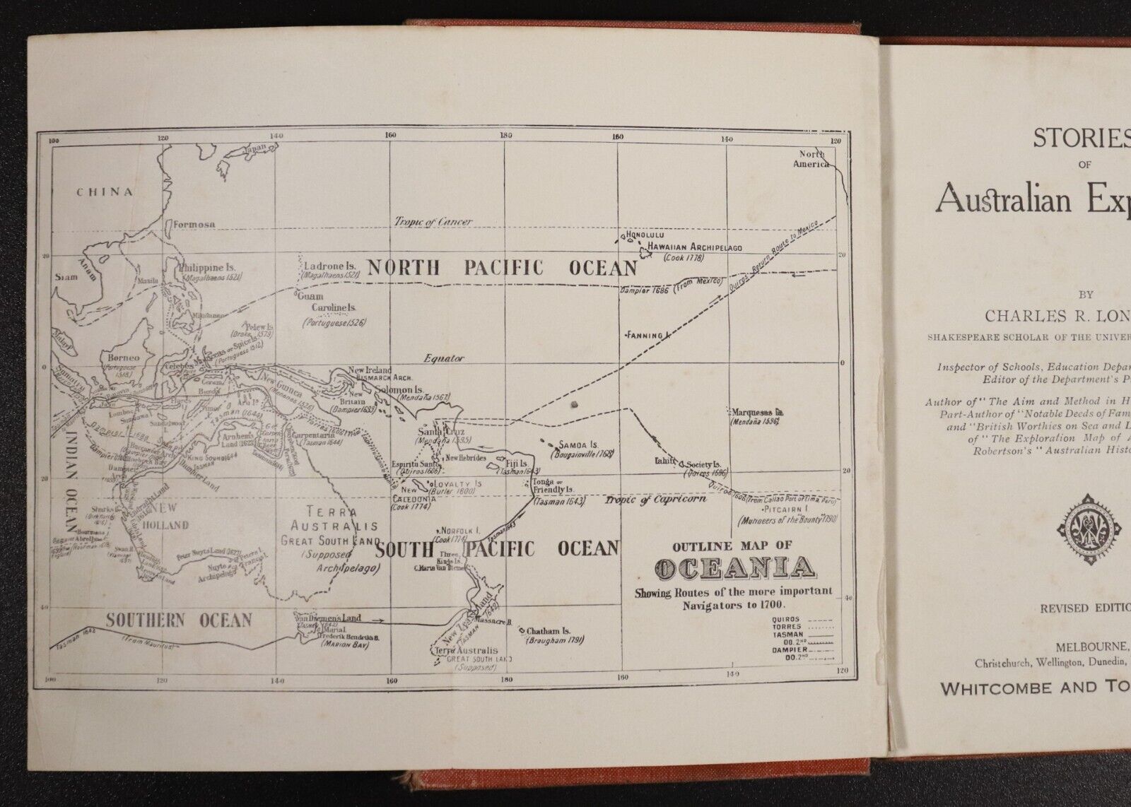 c1913 Stories Of Australian Exploration by C.R Long Australian History Book Maps