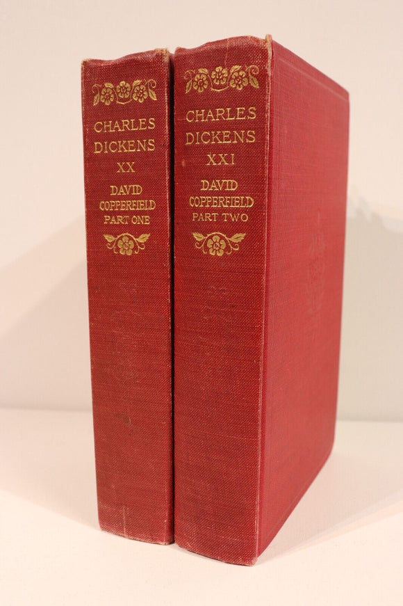 1911 2vol David Copperfield by Charles Dickens Antique British Fiction Book Set