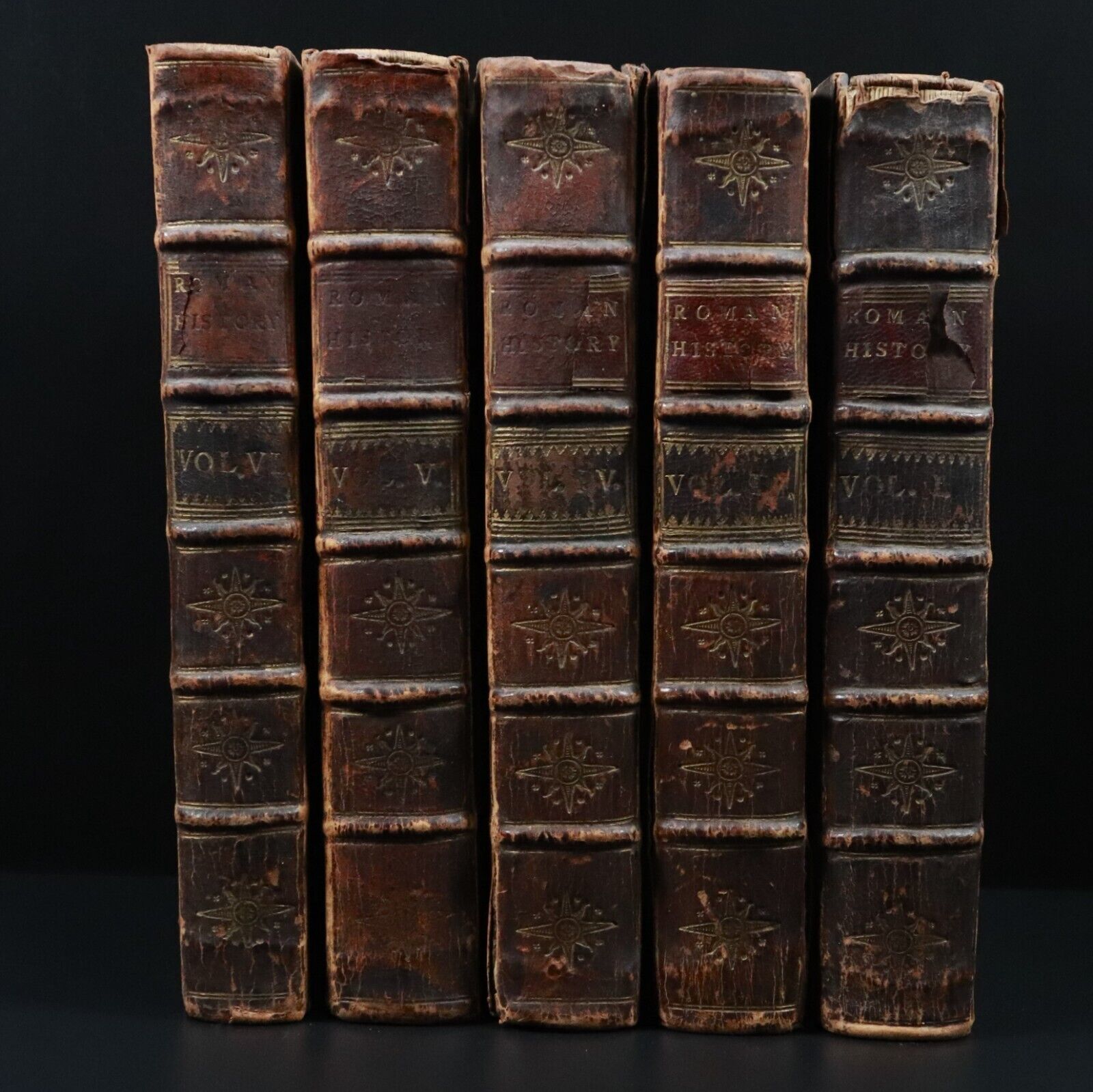 1739 5vol Roman History From Foundation To Actium Antiquarian Books M Rollin 1st