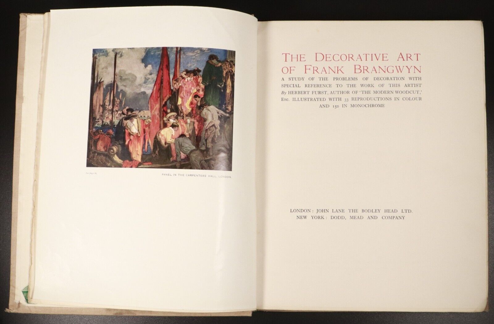 1924 The Decorative Art Of Frank Brangwyn by H. Furst Antique Art Book 1st Ed.