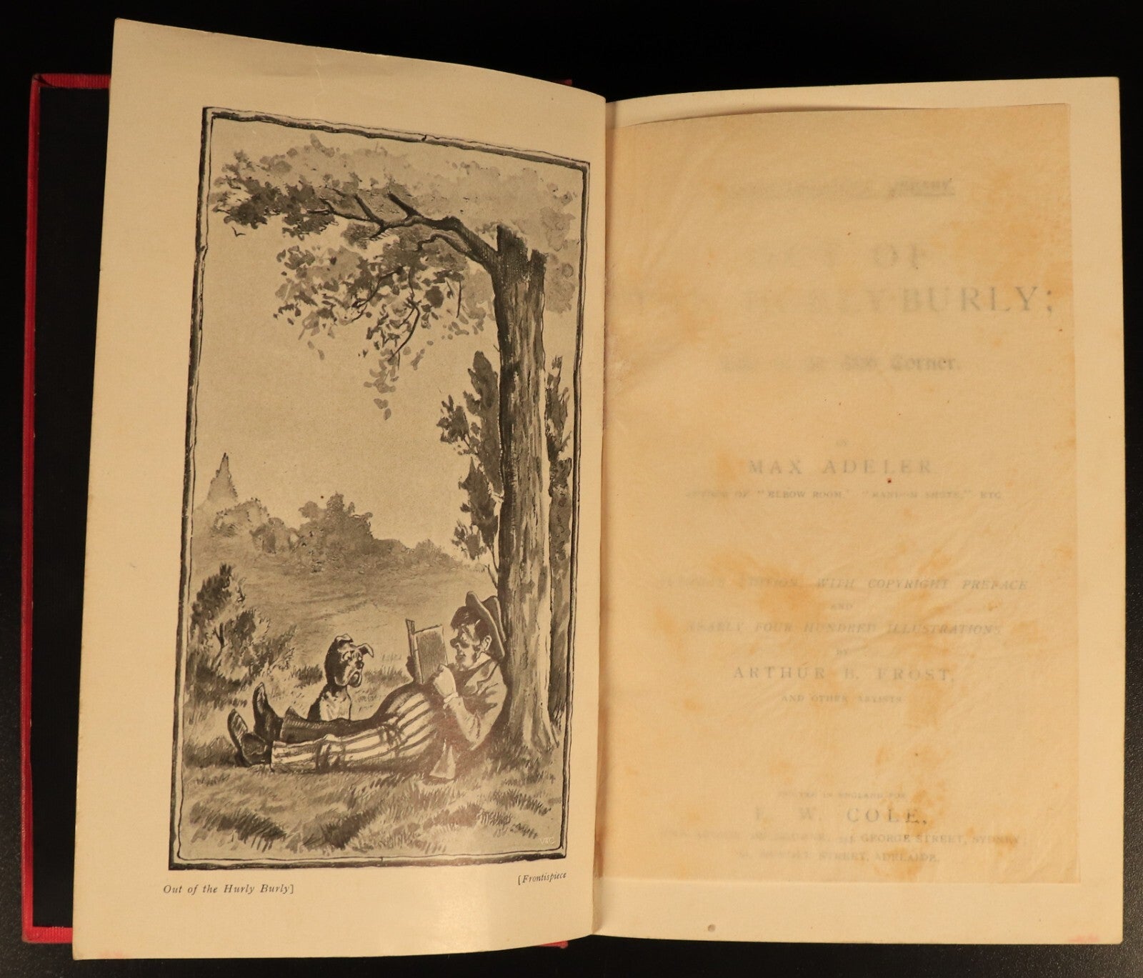 c1900 Out Of The Hurly-Burly by Max Adeler Antique American Fiction Book