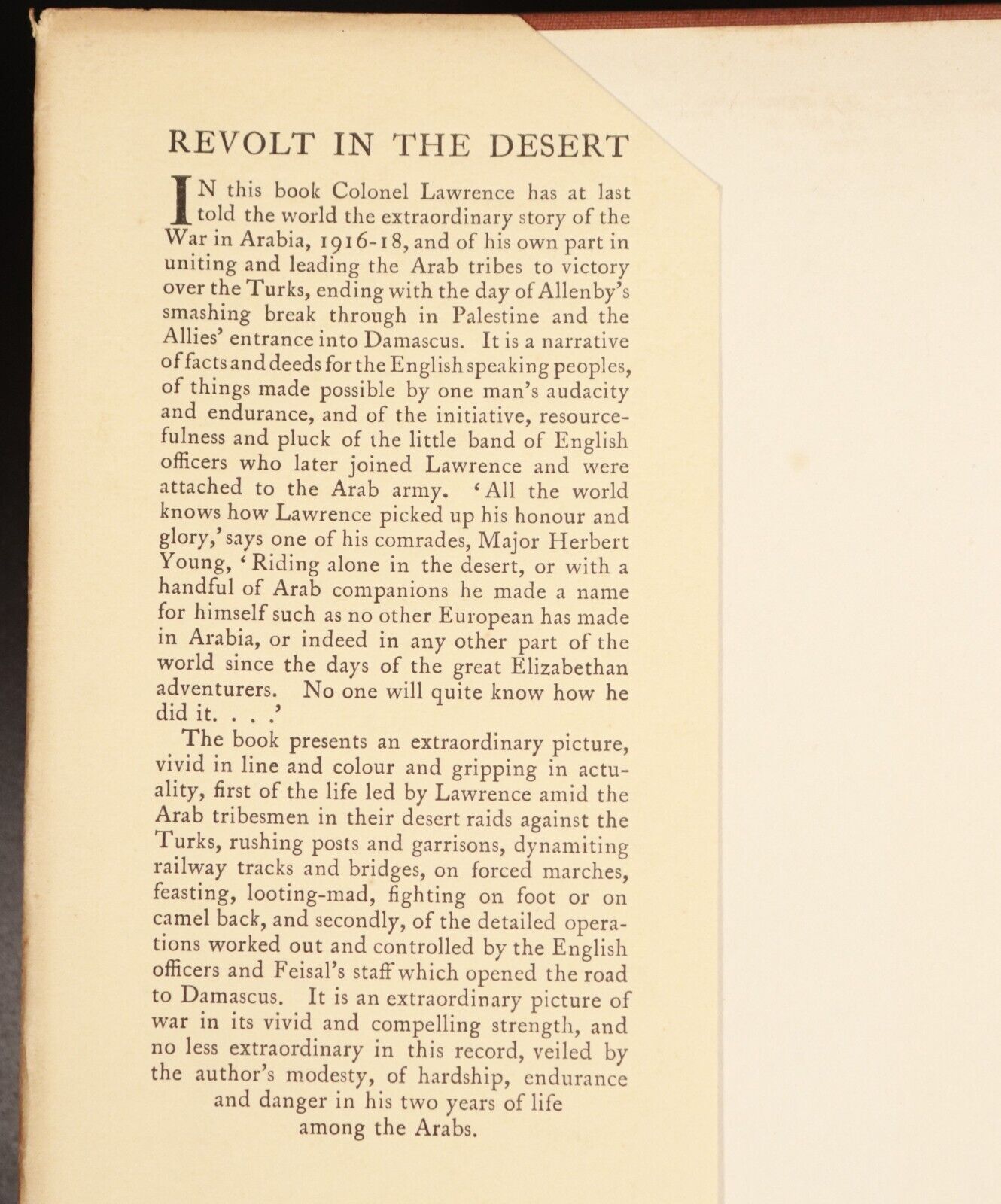 1927 Revolt In The Desert by T.E. Lawrence Antique Military History Book 1st Ed