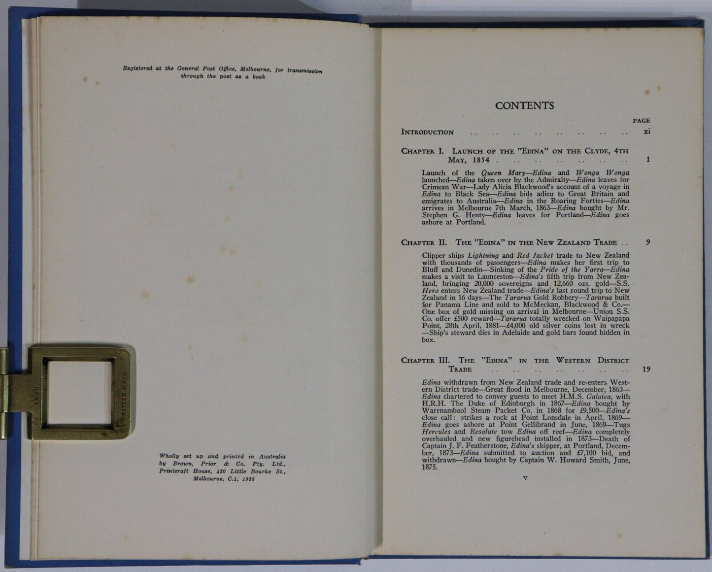 1935 The Romance Of The "Edina" Antique Australian Maritime History Book