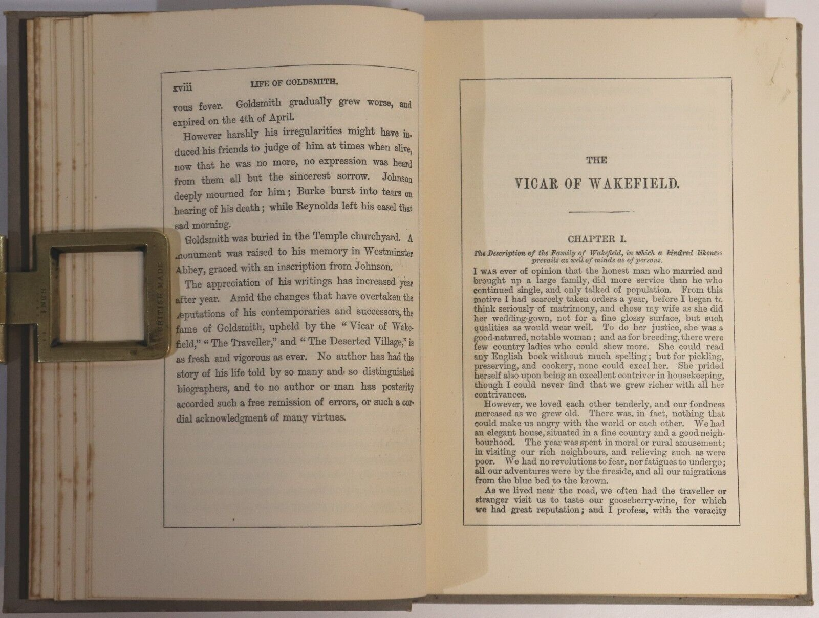 1891 The Vicar Of Wakefield by Oliver Goldsmith Antique Irish Fiction Book