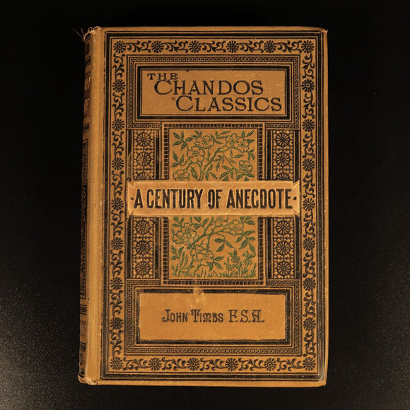 A Century Of Anecdote by John Timbs c1870 Antique Book PLUS Perrottet Bookplate