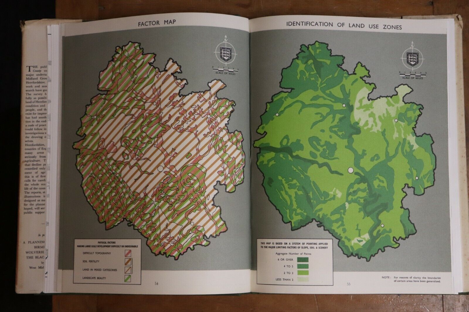 1946 English County Planning Survey Herfordshire Antique Post WW2 Architect Book