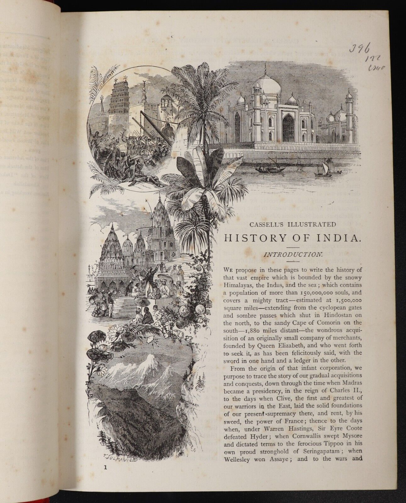 c1885 2vol Cassell's Illustrated History Of India Antique History Book Set