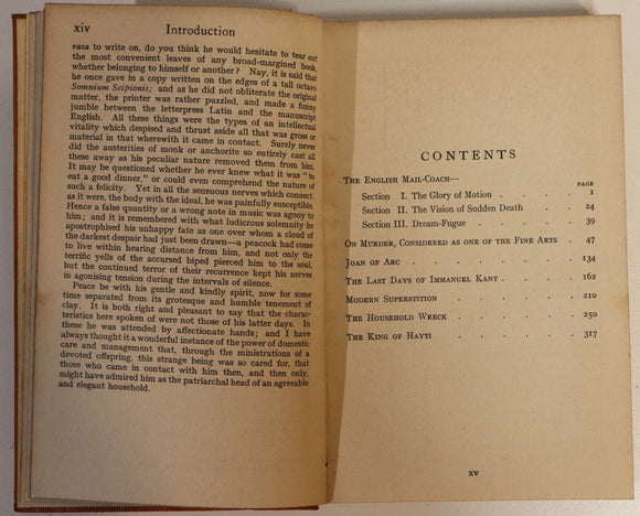 c1912 De Quincey's English Mail Coach & Other Essays Antique Literature Book