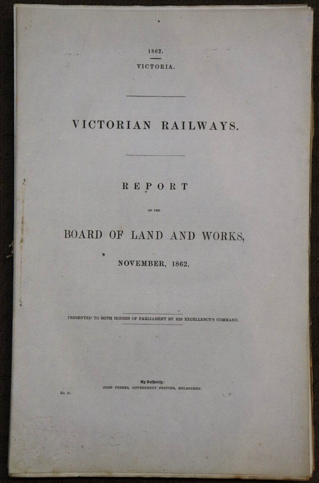 c1860 Parliamentary Papers Victorian Railways Antique Australian History Books - 0