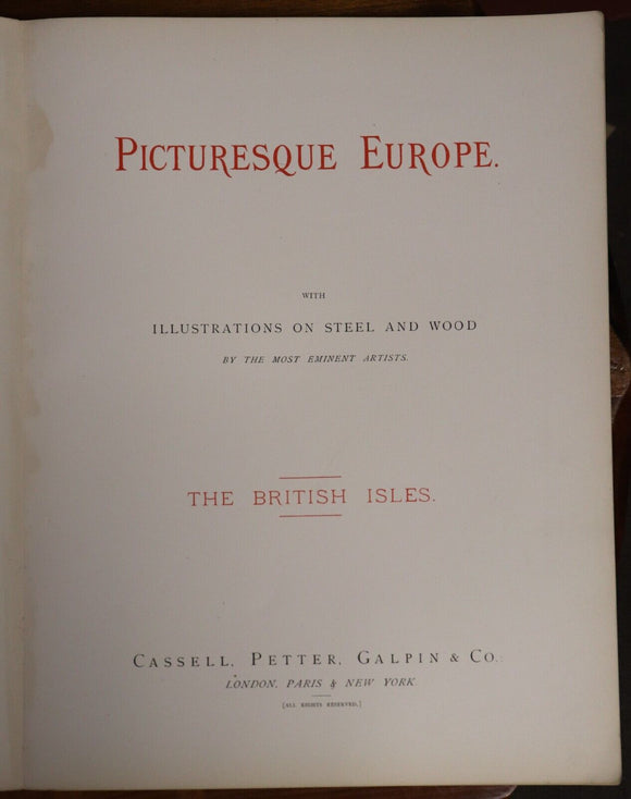 c1875 Picturesque Europe - Division 5 Rare Antiquarian Engravings Plates Book