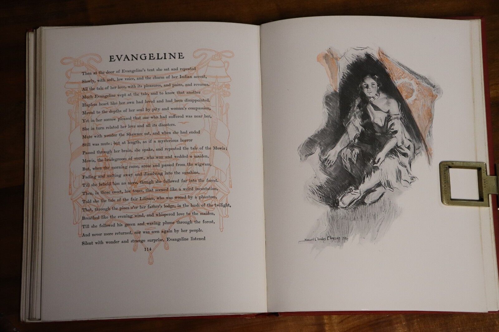 1906 Evangeline by Henry Longfellow Illustrated Antique American Poetry Book