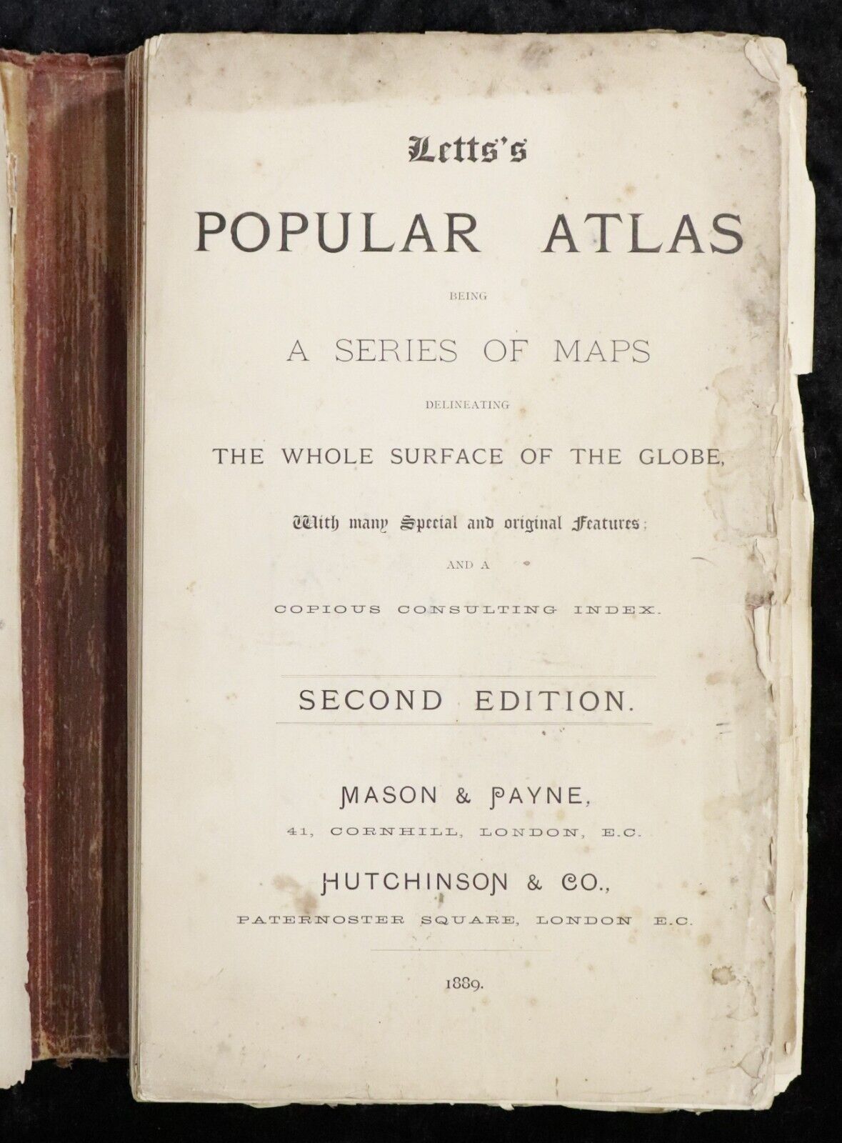 1889 Lett's Popular Atlas 2nd Edition 128 Folding Maps Antique Atlas Book