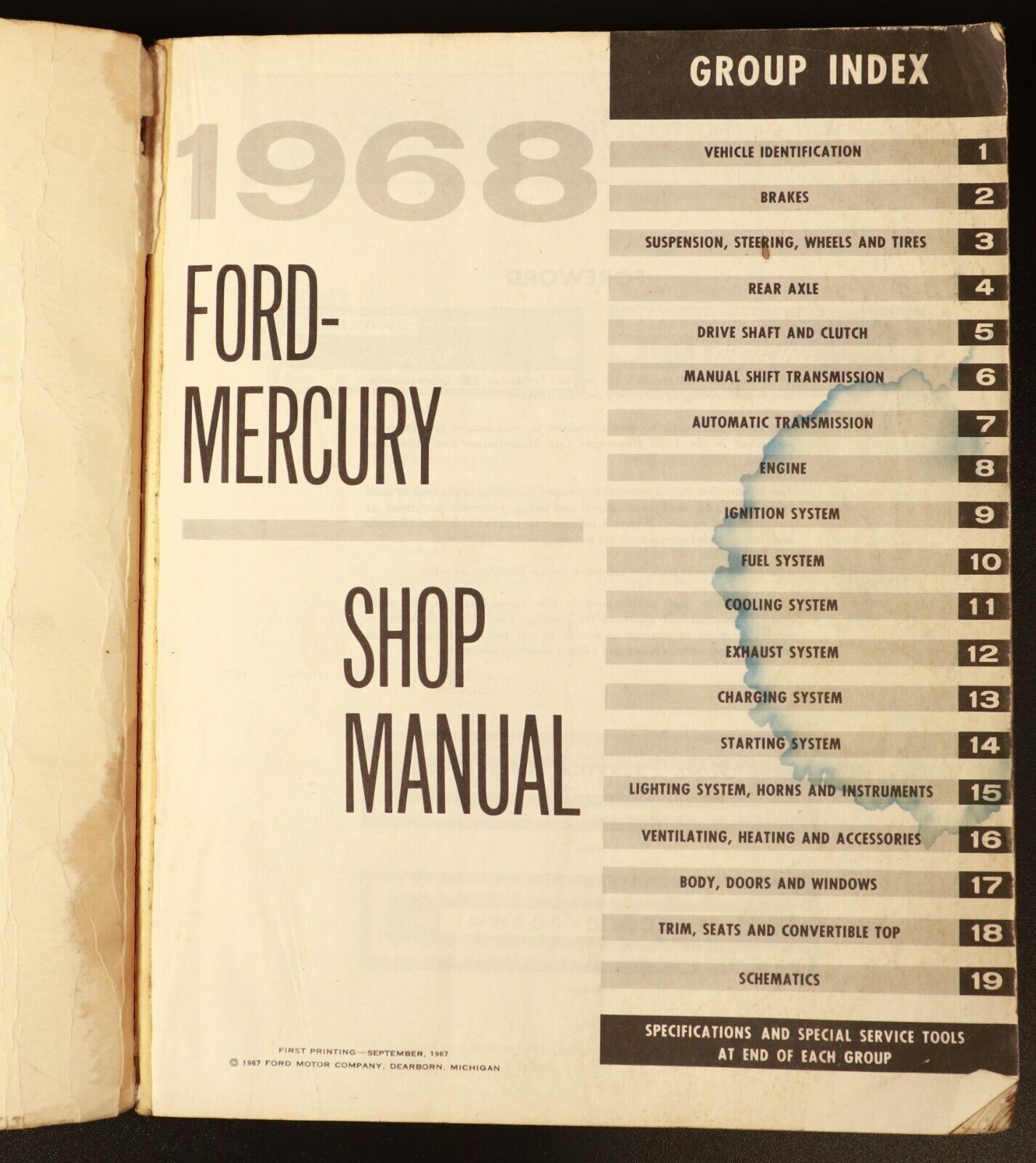 1968 Ford & Mercury Shop Manual Vintage Automotive Reference Book Michigan USA - 0