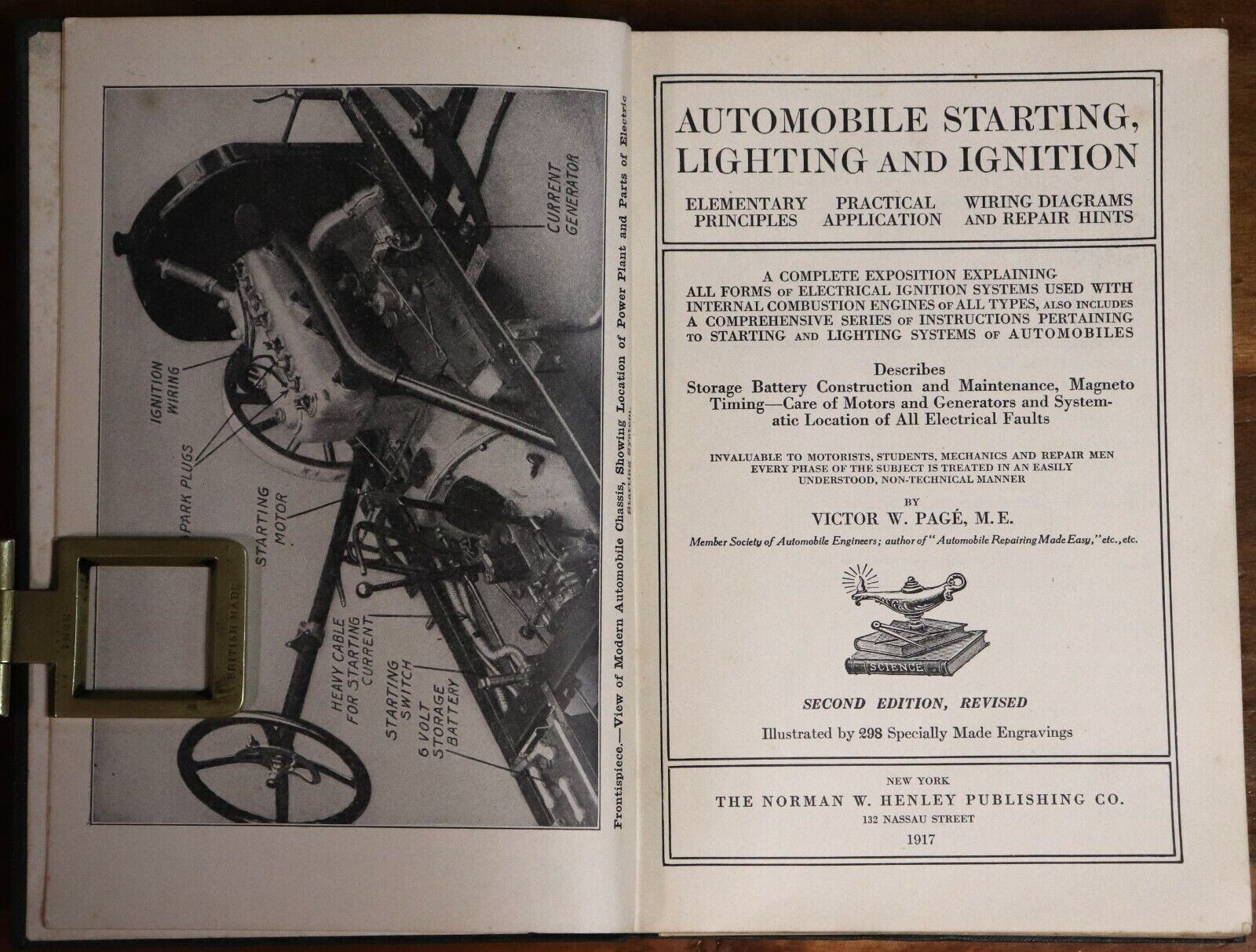 1917 Automobile Starting Lighting & Ignition Antique Automotive Reference Book - 0