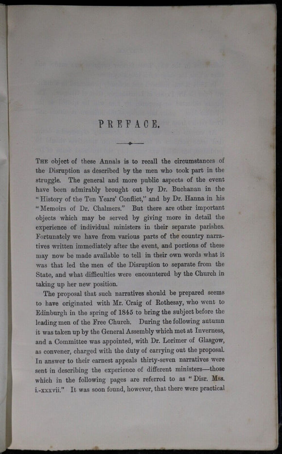 1892 Annals Of The Disruption by Rev. T. Brown Antique Scottish History Book