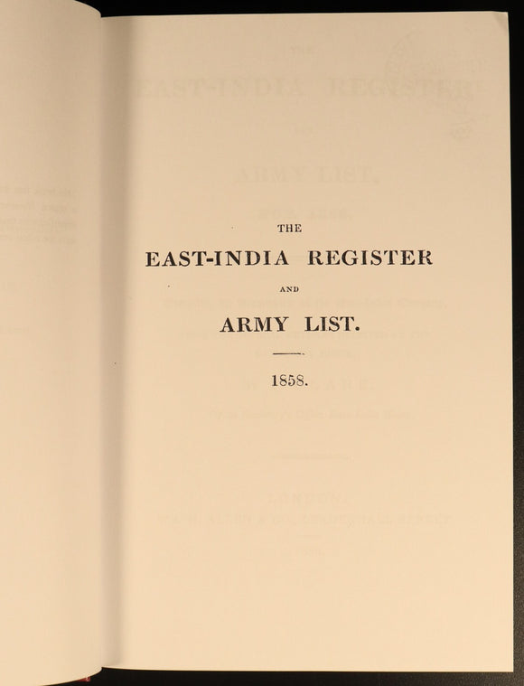 Indian Mutiny East India Company Register 1858 Military History Book Savannah