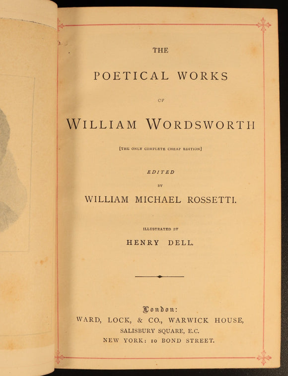 c1885 The Poetical Works Of William Wordsworth Antique Illustrated Poetry Book