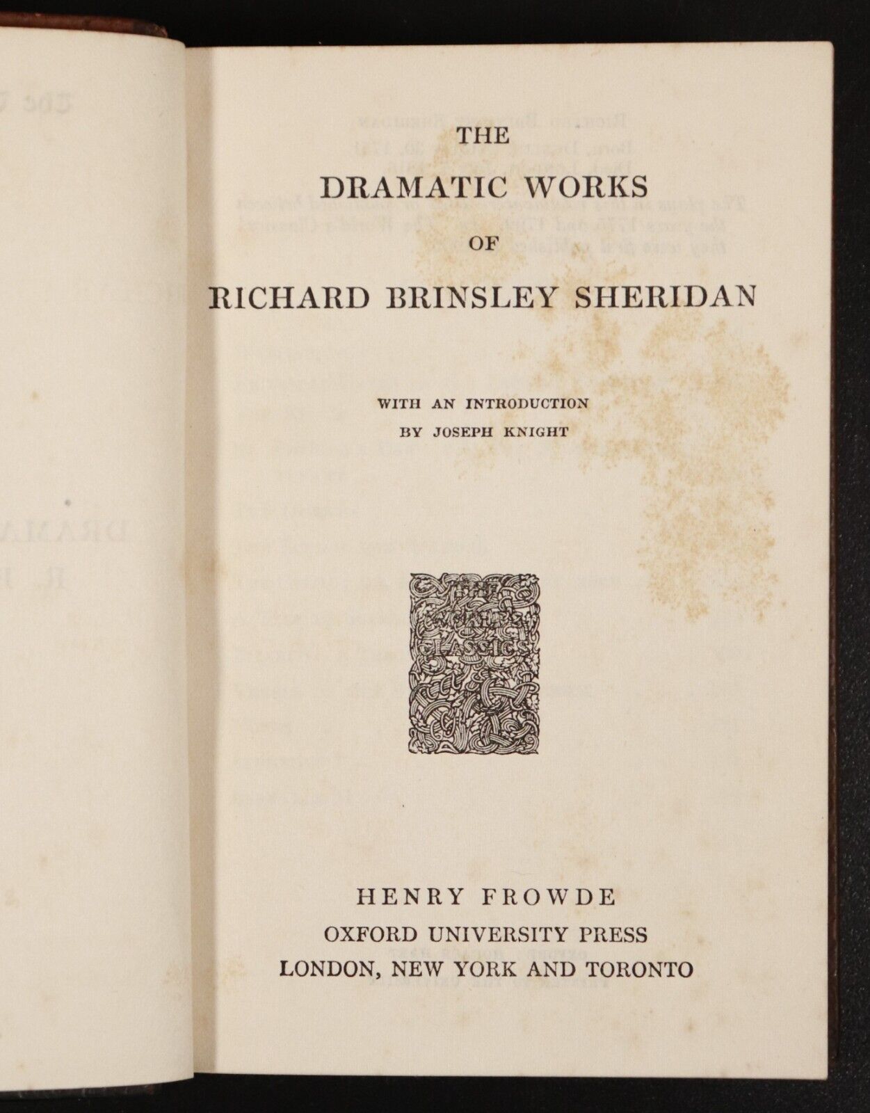 1906 The Dramatic Works Of Richard Brinsley Sheridan Antique Drama Theatre Book
