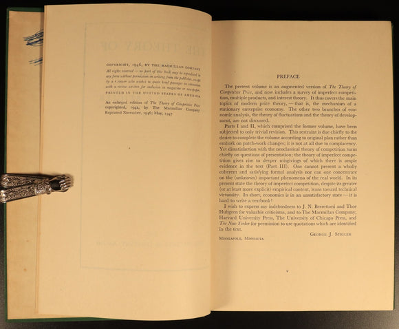 1947 The Theory Of Price by George J. Stigler Antique Economics Book